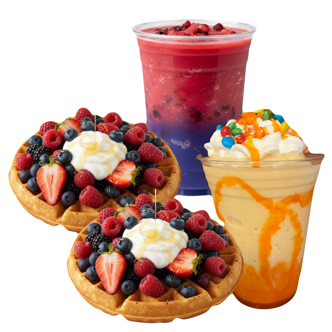 2 WAFFLES + ICE TEA + SMOOTHIE